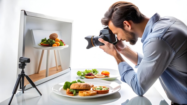 Photo 3d icon photographer captures glossy food art for world food day concept in professional studio sett