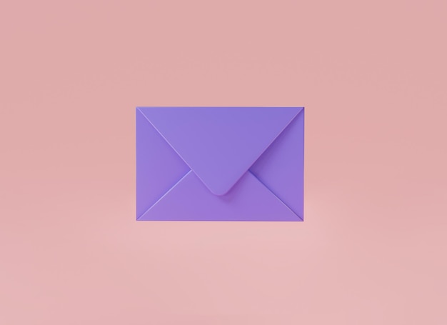 3d icon purple envelope isolated on pink background Read online message Mail icon Office document or message Business news and invitations 3d rendering illustration minimal cartoon style