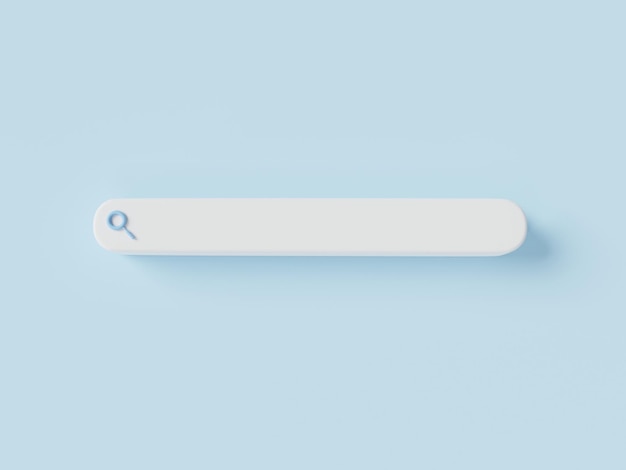 3d icon render illustration of sky blue search bar icon on sky blue background internet search website Information search system web search concept banner web page Cartoon minimal style