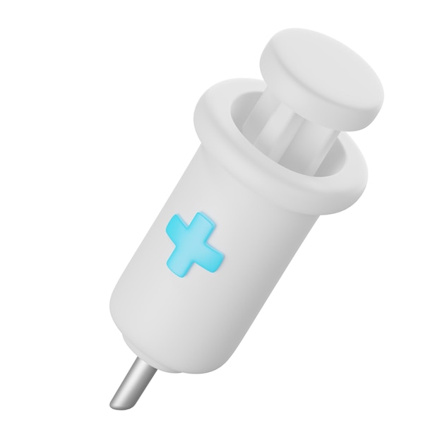 3d icon render of medical syringe isolated on white background clipping path