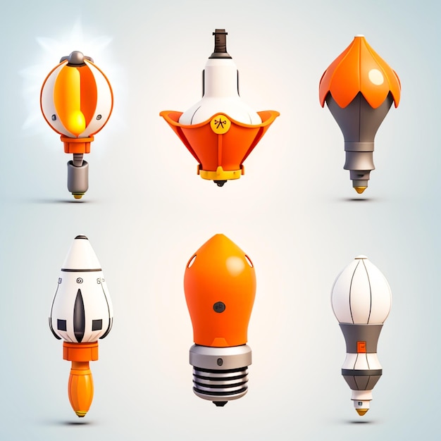 3d icon set Light bulb megaphone roc Ai Image