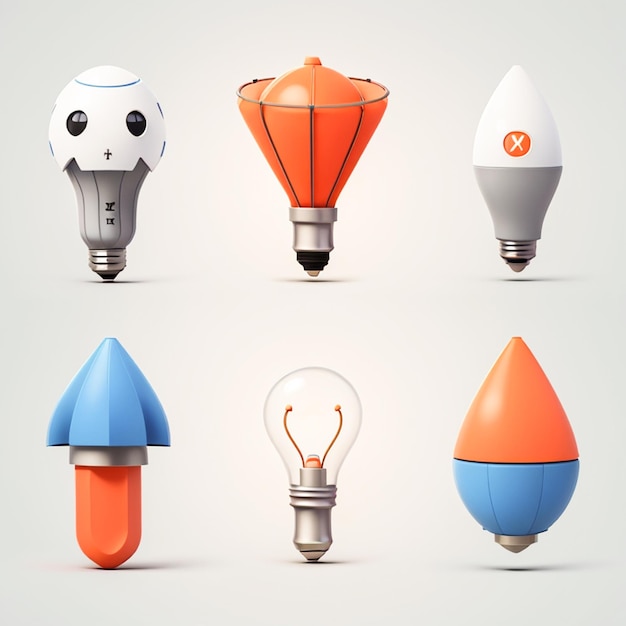 3d icon set Light bulb megaphone roc Ai Image