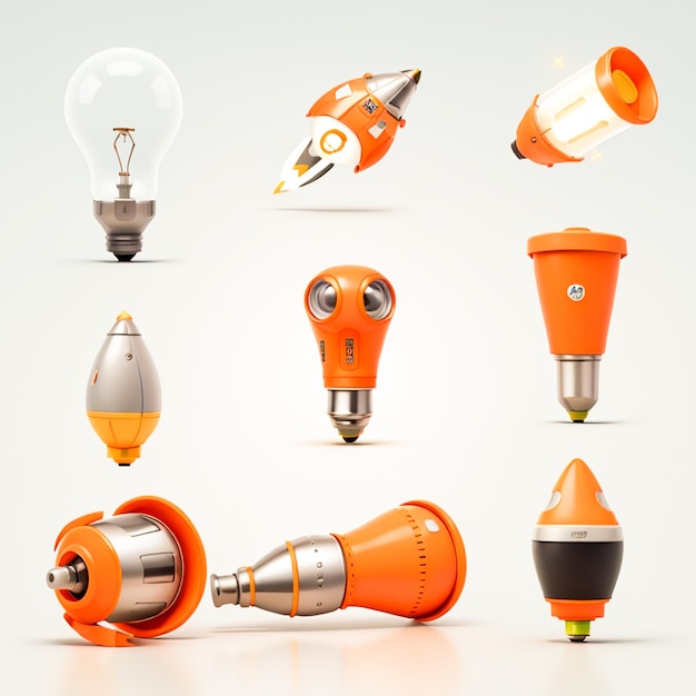 3d icon set Light bulb megaphone roc Ai Image