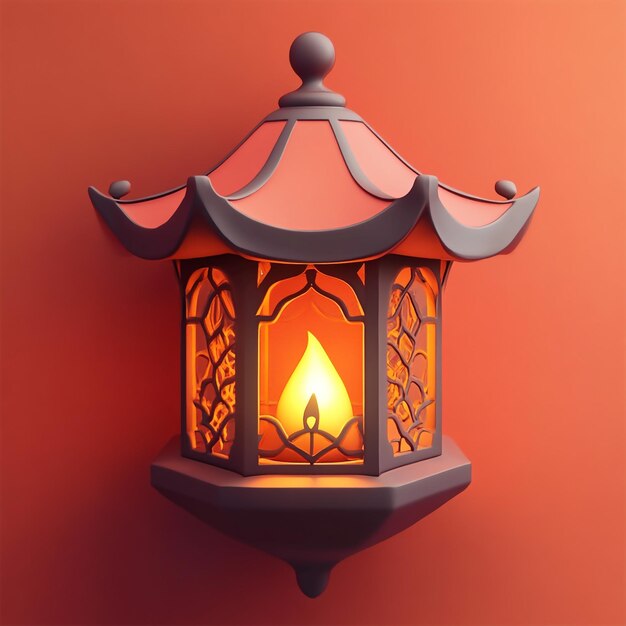 Photo 3d icon traditional lantern used in diwali illustration logo