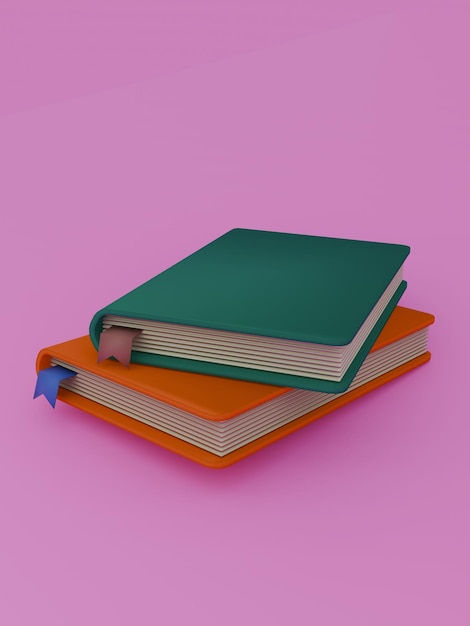 3d icon of two books with pink background