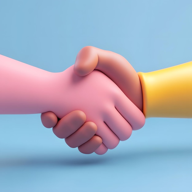 3D Icon of Virtual Handshake for Online Collaboration