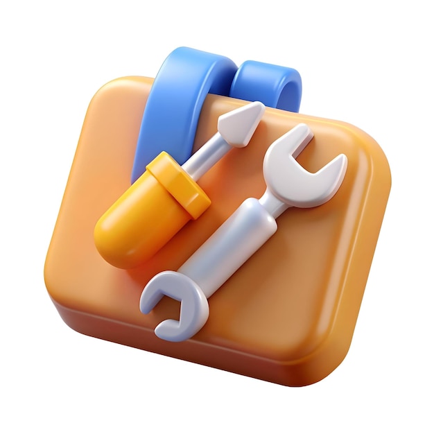 3D icon of a wrench and screwdriver perfect for representing repair maintenance or tools in a user interface