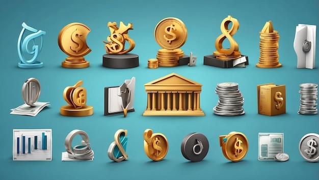 3D icons of business