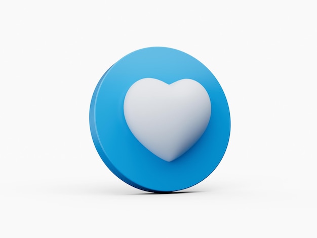 3d icons Heart as likes on blue circles 3d illustration