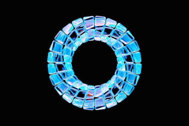 3D illustaration of a blue torus Fantastic cell Simple geometric shapes