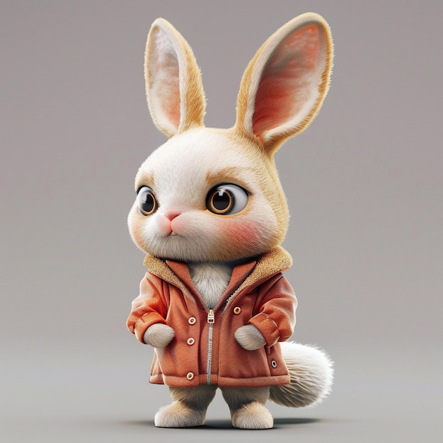 3D Illustrated Bunny in Fantasy Environment with Cute Expression