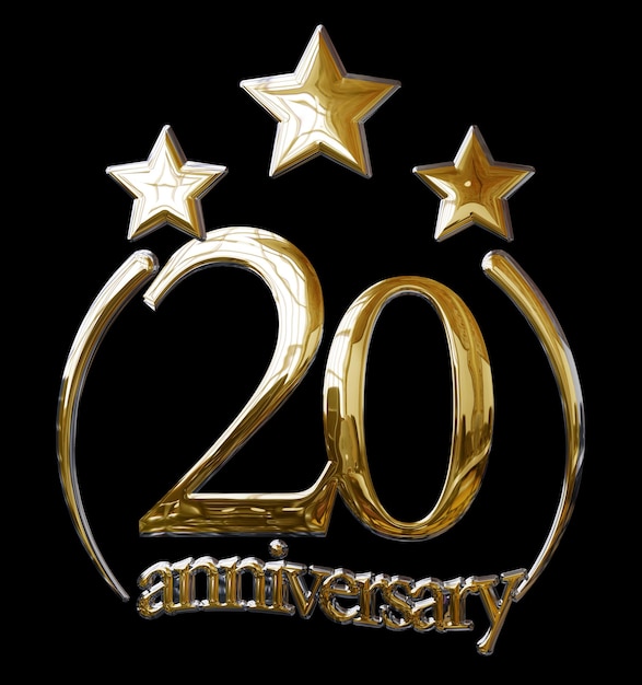 3D ILLUSTRATION 20 YEARS ANNIVERSARY GOLD