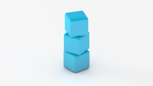 3D illustration 3 blue cubes lie on top of each other