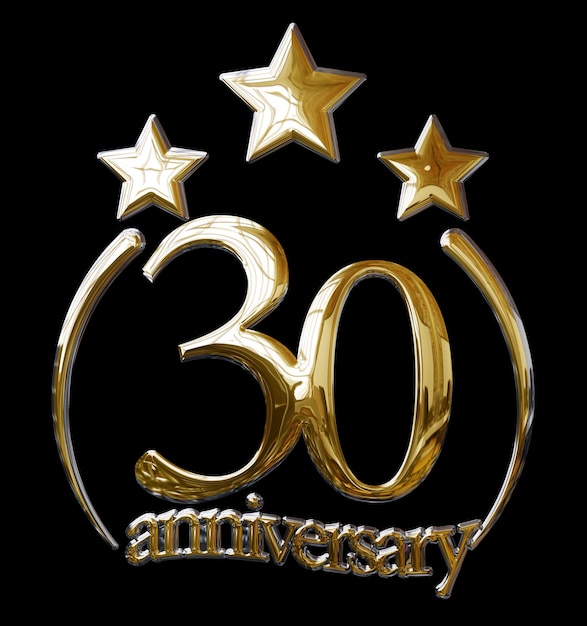 3D ILLUSTRATION 30 YEARS ANNIVERSARY GOLD