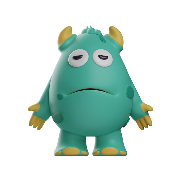 3D illustration 3D Cute Monster character cartoon with weird expression standing pose