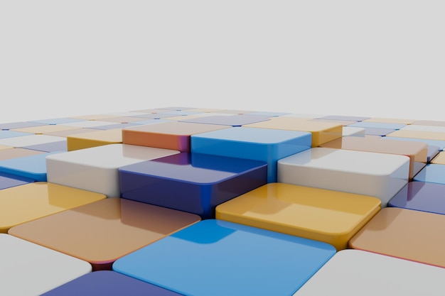 3d illustration. 3d render. platform with multi-colored cubes on a white background with a place for