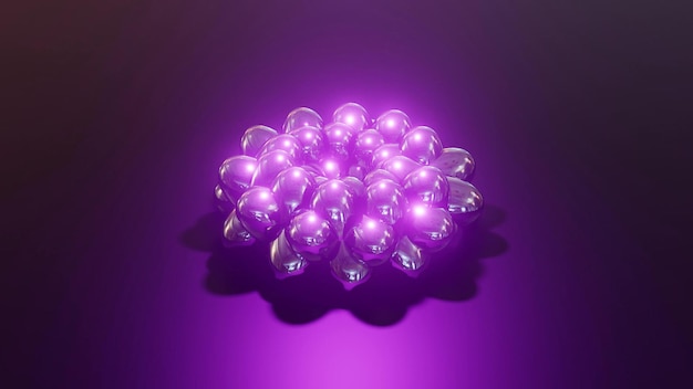 3d illustration of 4K UHD abstract shape with purple lights