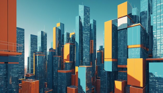 3D Illustration of Abstract City Architecture