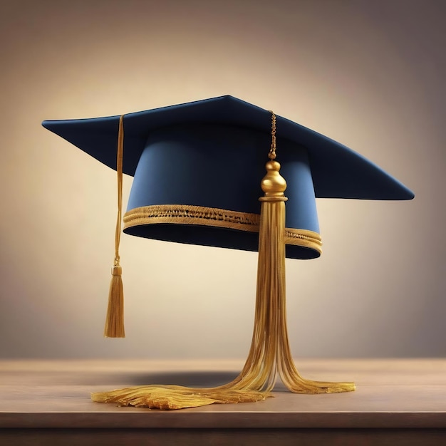 3d illustration of academic hat with golden tassel