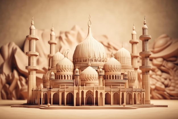 3d illustration of amazing architecture design of mosque generative ai