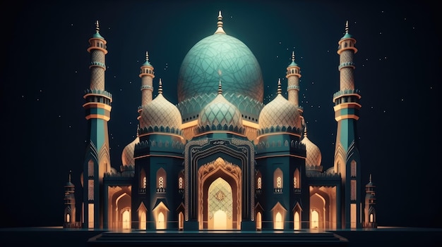 3d illustration of amazing architecture design of mosque generative ai