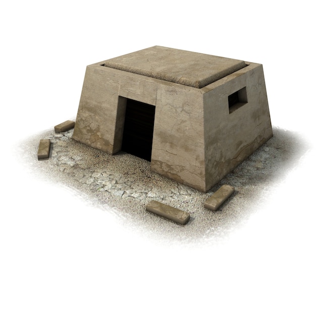 3D illustration of ancient house