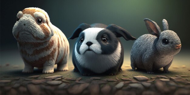 3d illustration of a animal cute cartoon