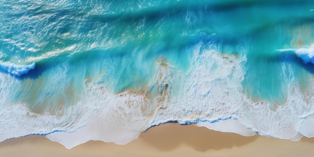 3D illustration of an Arial view of summer beach and blue ocean water Generative Ai