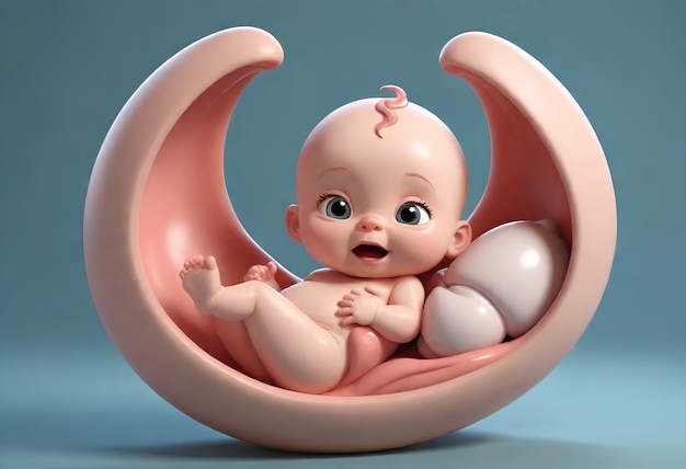 3d illustration of baby in utero 2