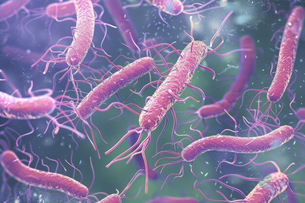 Photo 3d illustration of bacteria vibrio cholerae