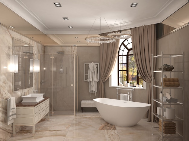 3D illustration of bathroom interior