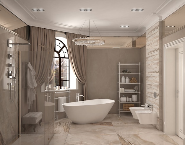 3D illustration of bathroom interior