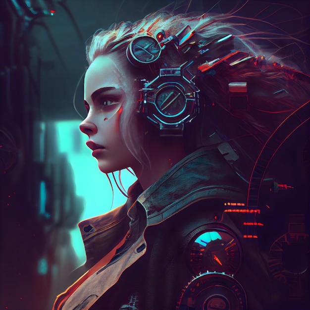 3d illustration of a beautiful girl in a futuristic space suit