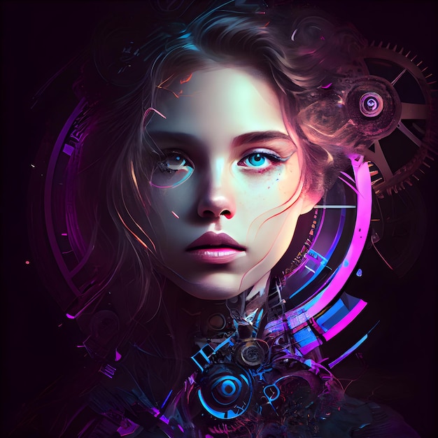 3D illustration of a beautiful girl with a futuristic hairstyle