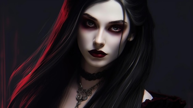 3d illustration of a beautiful young woman with long black hair