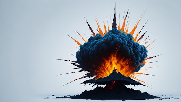 3d illustration of a big explosion with a lot of smoke