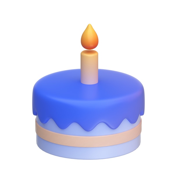 3d illustration of the birthday cake with plastic effect