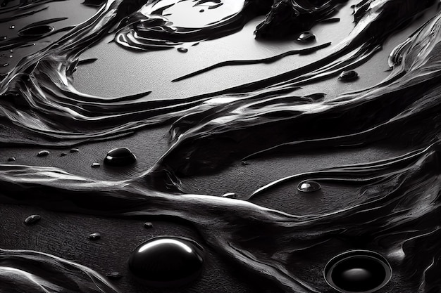 3d illustration of black creative abstract liquid waves petroleum oil