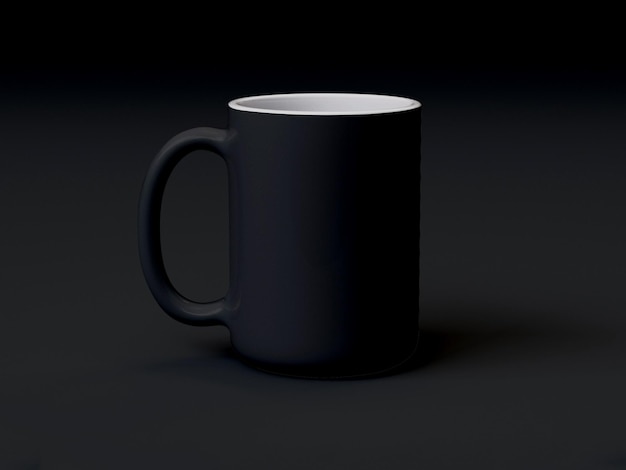 3D illustration Black porcelain mug isolated on black background