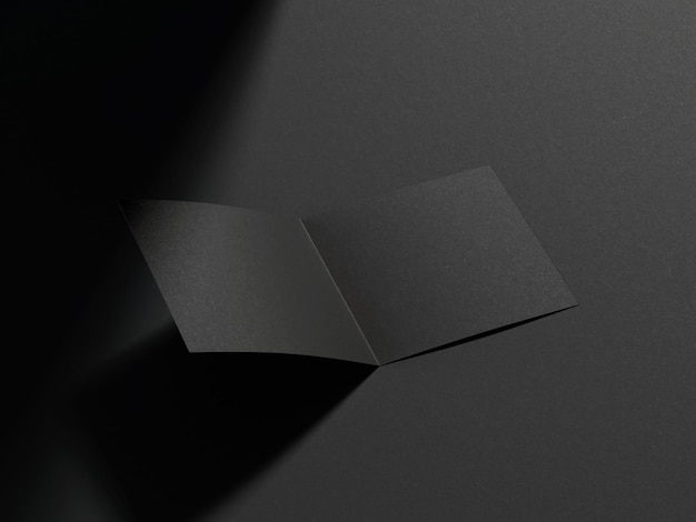 3D illustration Black square bifold flyer isolated on black background