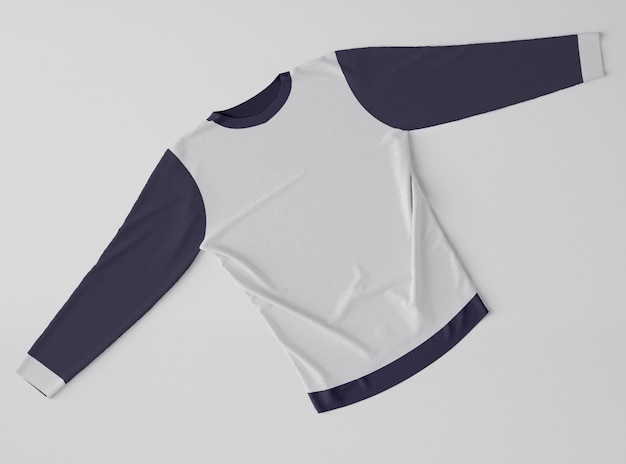 3D Illustration. Blank blue and white sweatshirt.