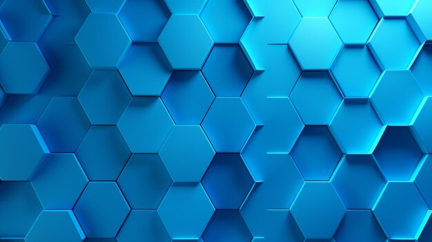 3D illustration blue geometric hexagon abstract background Surface hexagon pattern hexagonal honeycomb Generative AI