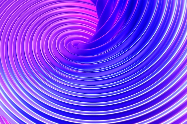 3D illustration blue and purple stripes in the form of wave waves futuristic background