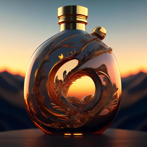 3d illustration of a bottle with the letter O in it