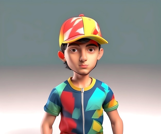 3d illustration Boy cartoon ai generated