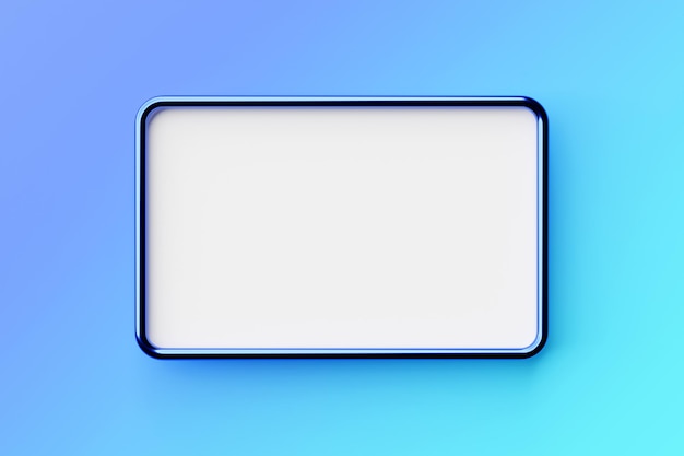 3D illustration of bright white light frame on a blue isolated background White rectangle for design