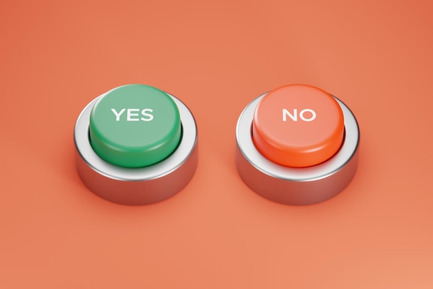 3d illustration of the button yes or no