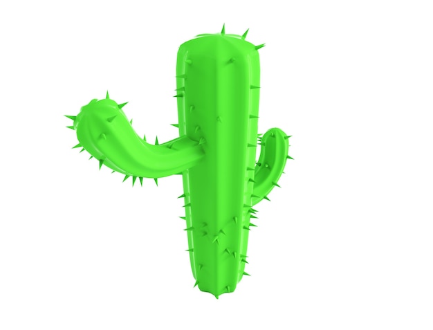 3d illustration of a cartoon cactus on a white background