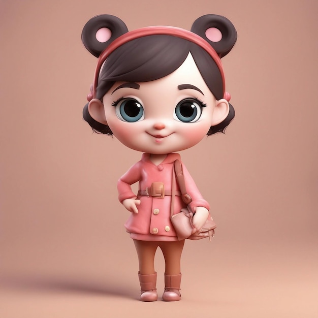 3d illustration cartoon icon animal cute beautiful girl