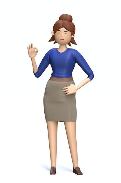 3d illustration cartoon standing gesture